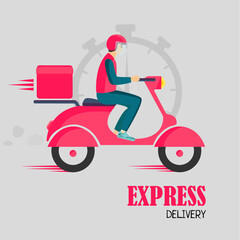 Online delivery service banner , online order tracking, pink scooter delivery, driver. Shipping. Vector illustration