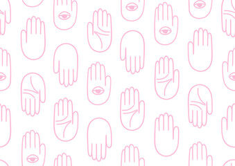 Hands chiromancer esoteric seamless  vector pattern. Mystic doodle background