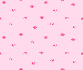 Eyes  doodle seamless vector pattern on beige background