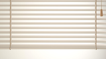 Venetian blinds close up view, white background, interior design concept