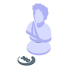 Sculpture virtual tour icon isometric vector. Online video. Walk degree