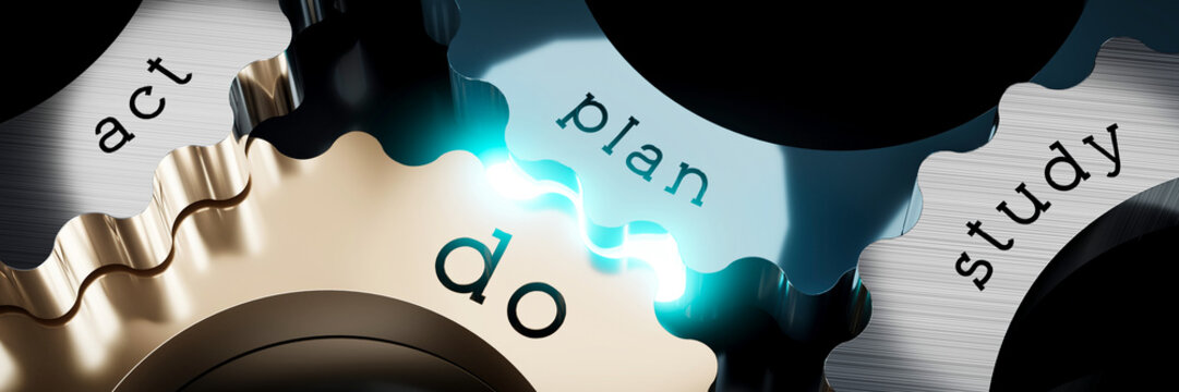 Act, plan, do, study - gears concept - 3D illustration