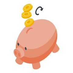 Money piggy bank icon isometric vector. Faucet job. Computer cash