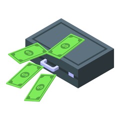 Passive income money case icon isometric vector. Work cash. Computer freedom