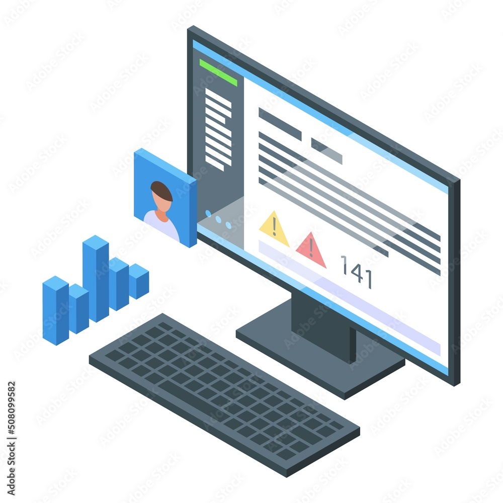 Poster computer soft icon isometric vector. laptop code. engineer process
