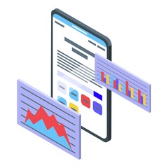 Coding graph icon isometric vector. Laptop code. Computer work