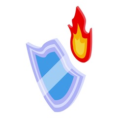 Secured shield risk icon isometric vector. Finance return. Chart control