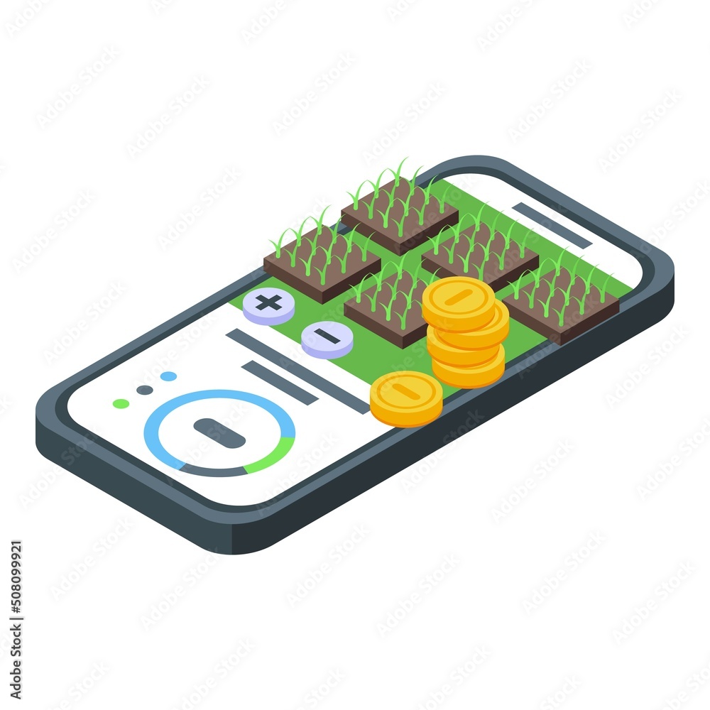 Wall mural Smartphone app icon isometric vector. Business phone. Ui internet - Wall murals