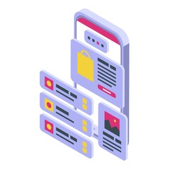 Web phone app icon isometric vector. Business online. Internet application
