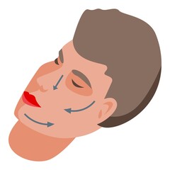 Man facial massage icon isometric vector. Face skin. Cosmetic head