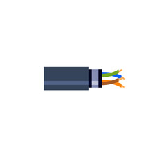 Internet cable. Flexible coaxial cord with copper core in colored braid