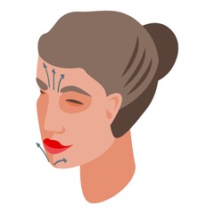 Face treatment icon isometric vector. Facial massage. Skin girl