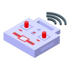 Drone joystick icon isometric vector. Aerial camera. House tour