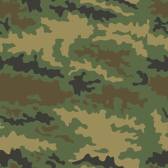 Fototapeta premium Army camo vector illustration classic seamless pattern, military uniform texture.
