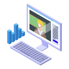 Online lesson icon isometric vector. Learning system. Computer education