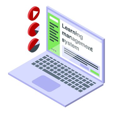 Laptop online lesson icon isometric vector. System learning. Software education