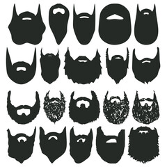 Set of beard silhouettes