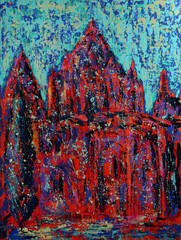 Abstract art painting of the Salamanca old church