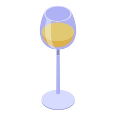 Yellow wine glass icon isometric vector. Sommelier alcohol. Woman party