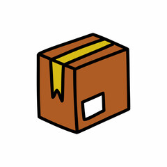 package doodle icon, vector color line illustration