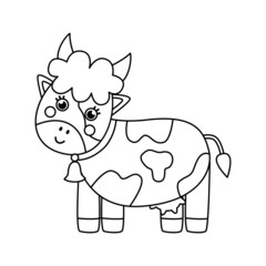 Vector illustration of black and white cow on white background.