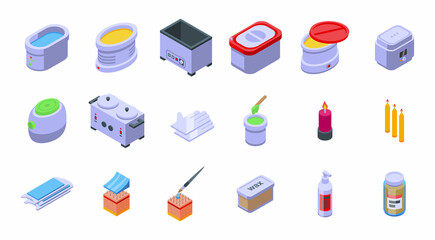 Wax therapy icons set isometric vector. Hair removal. Cosmetic depilatory