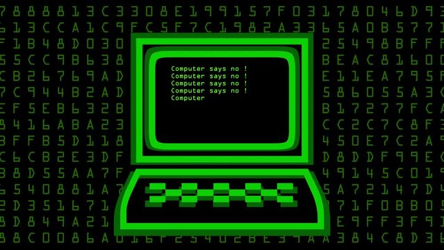 Computer says no retro style with data background