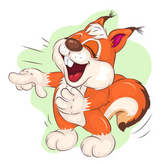 Cartoon Laughing Squirrel. Clipart. A cute cartoon image of a cheerful laughing squirrel. Positive and unique design. Children's illustration.