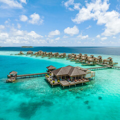 Travel, tourism and relaxation in the resort of the Maldives. Paradise tropical beach. Paradise...