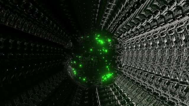 Sci-fi industrial hive mind tentacles 3d seamless loop