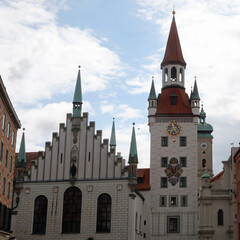 Clock Tower of New Town Hall called ALTES RATHAUS in Munich City in Germany