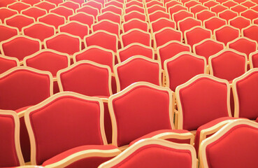 fauteuils or seats in the theatre before event