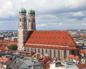 Two bell towers of Cathedral in Munich called Frauenkirche