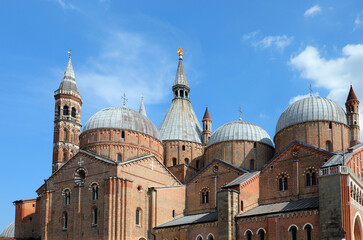 Fototapeta na wymiar many domes of the Basilica of Saint Anthony of the city of Padua an indiscussed destination for thousands of faithful and pilgrims who come to pray