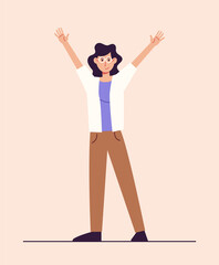 Woman character on isolated backgorund. Vector illustration