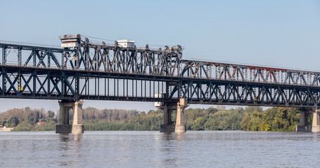 Danube Bridge or the Friendship Bridge. Steel truss bridge