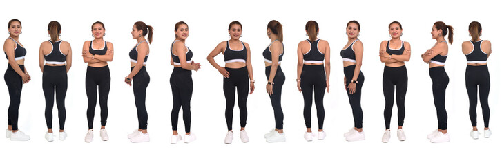 Fototapeta premium large group of same women with sportswear over white background
