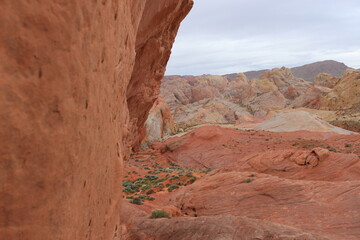 Fototapeta premium red and yellow mountains and sand in the valley of fire