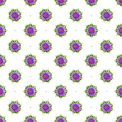 Colorful seamless pattern for textile, design. Watercolor mandala. Oriental esoteric print. Hand-drawn background