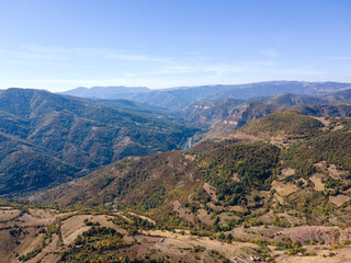 Aerial view of Iskar River Gorge near village of Ochindol, Bulgaria