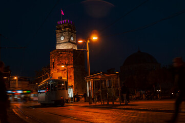 Antalya Night, Clock Tower and Historical Tram