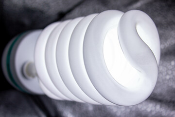 LED light bulb close-up. LED lamp on photo lighting.