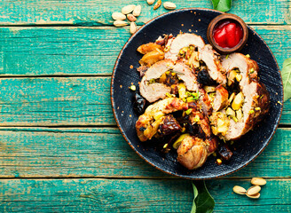 Meat loaf with dates and apples,space for text