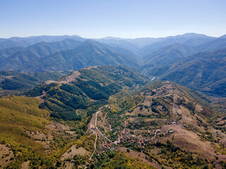 Aerial view of Iskar River Gorge near village of Ochindol, Bulgaria