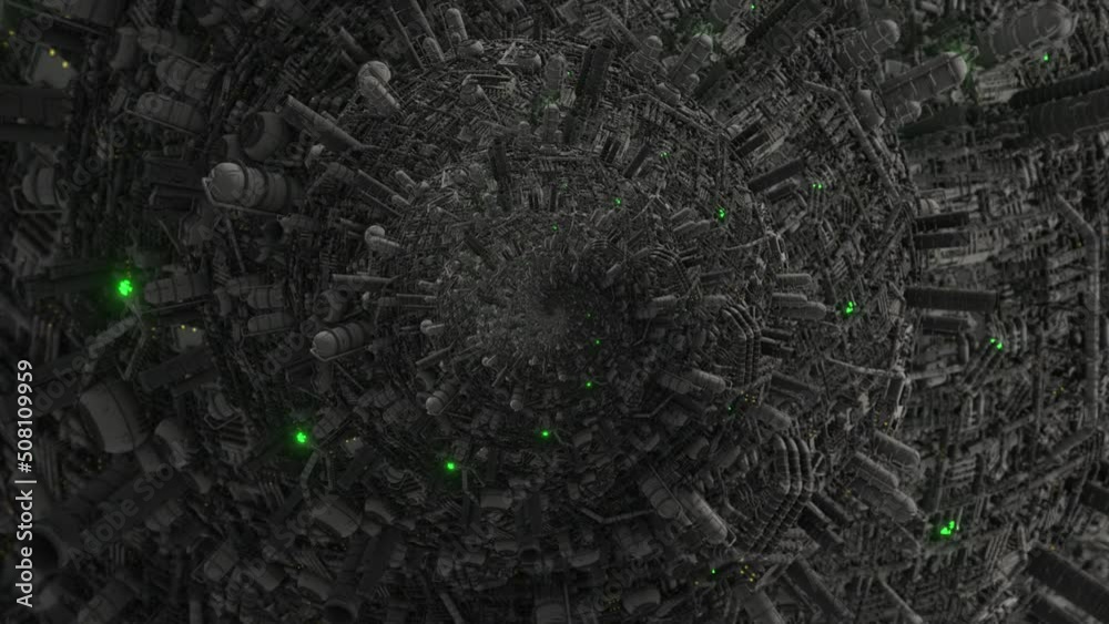 Wall mural quantum computer a.i. hive mind spiral 3d seamless loop