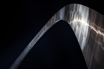 Glowing arch at night on Gateway Arch National Park in St. Louis, Missouri