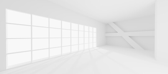 Abstract Interior Concept. Hypnotic Corporate Construction. White Building Concept. Artistic Business Template. 3D ilustartion.