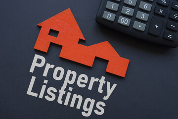 Property listings are shown using the text