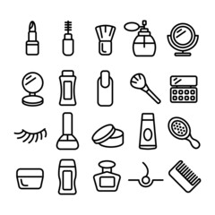 Cosmetology set of linear icons. Cosmetics linear icons collection