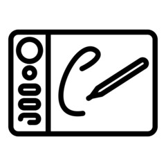 Draw smart tab icon outline vector. Phone app. Tablet point